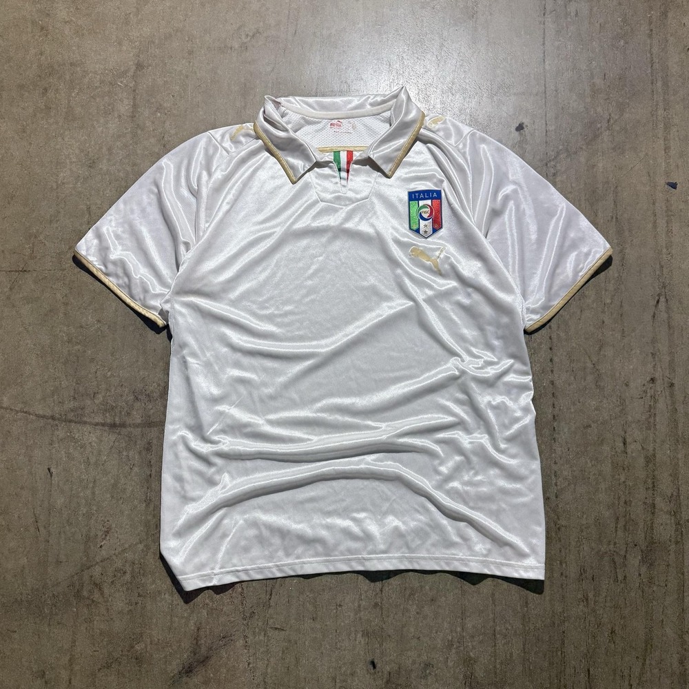 Italy Jersey Mens Large White Soccer Football Puma Italia FIGC Away Shirt